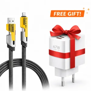 Câble de Charge Rapide 4-en-1 – Flat Wire | 65W / 27W